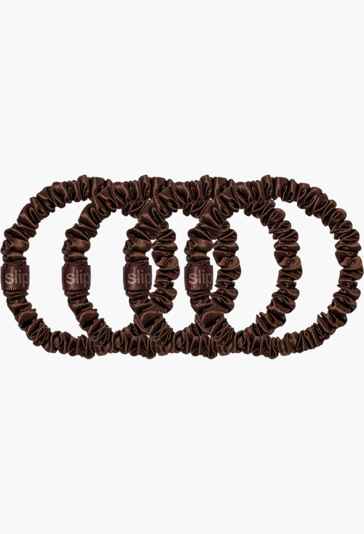 Dark Brown - Slip Pure Silk Skinny Scrunchies - GLAM MODA