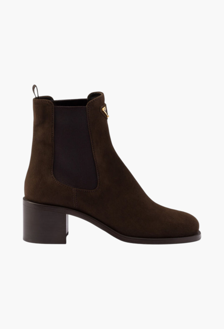 Dark Brown - Suede Booties - GLAM MODA