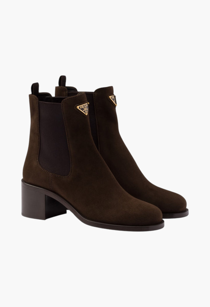 Dark Brown - Suede Booties - GLAM MODA