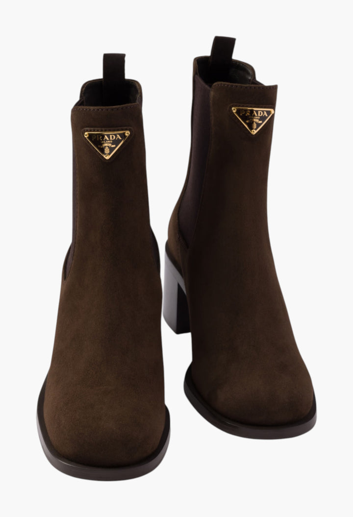 Dark Brown - Suede Booties - GLAM MODA