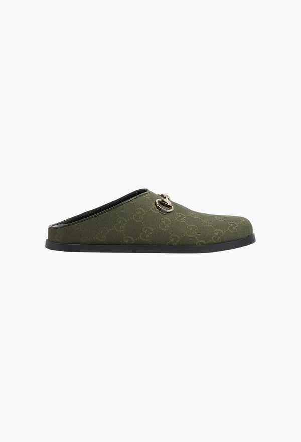 Dark Green GG Canvas - Women's Mule With Horsebit