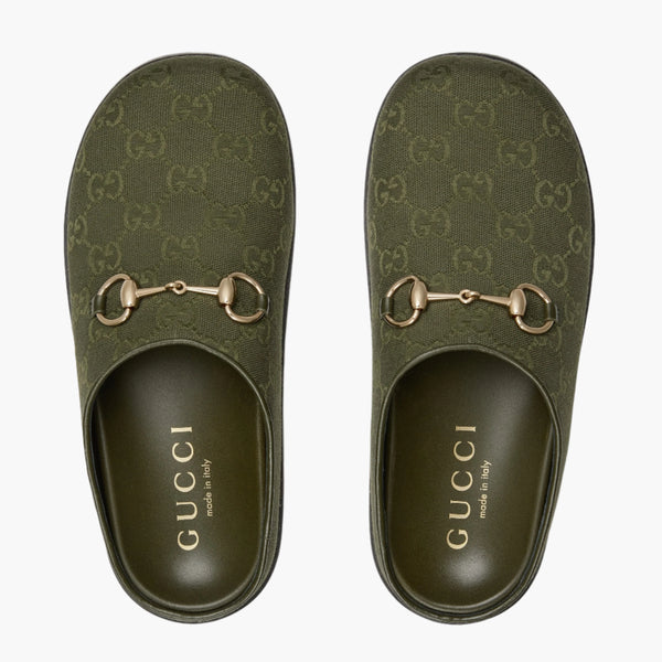Dark Green GG Canvas - Women's Mule With Horsebit