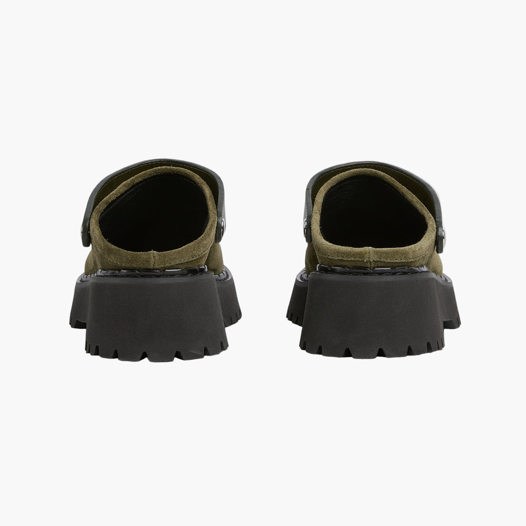Dark Green Suede - Women's Mule With Horsebit - GLAM MODA