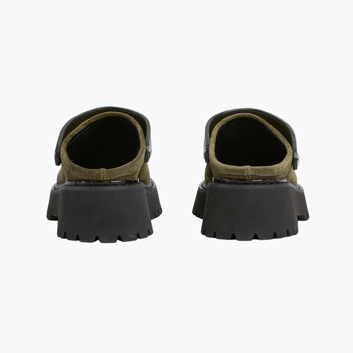 Dark Green Suede - Women's Mule With Horsebit - GLAM MODA