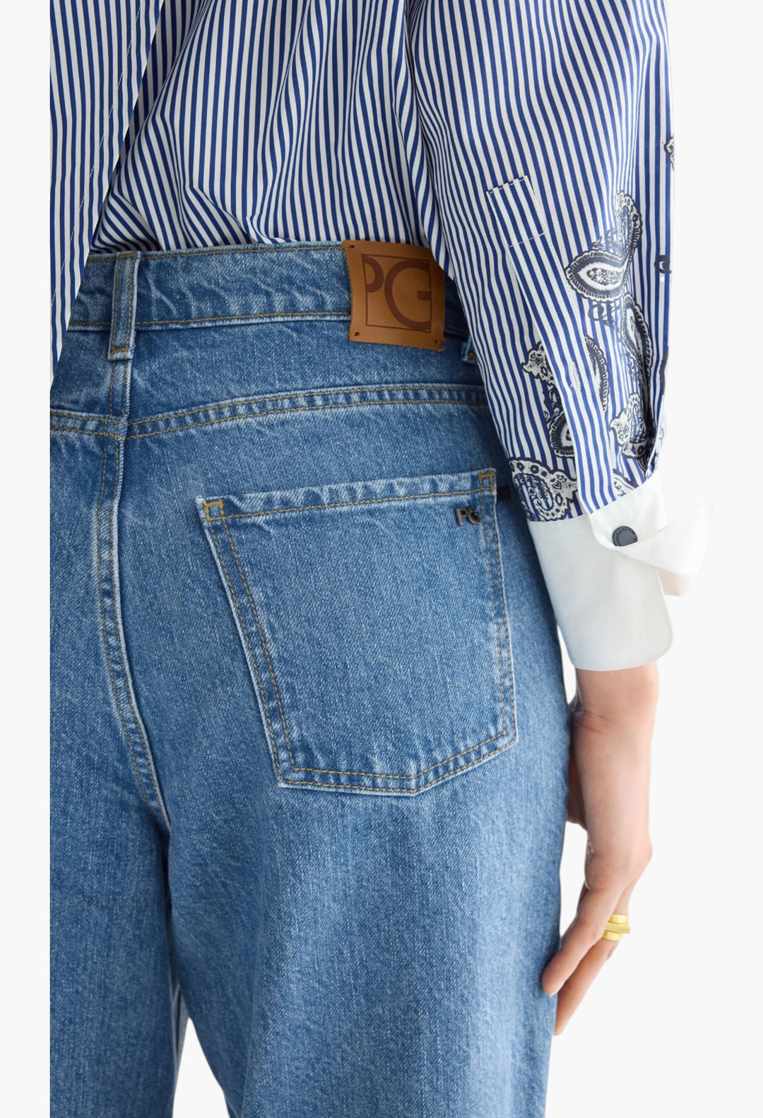 Denim Straight-Leg Trousers - GLAM MODA