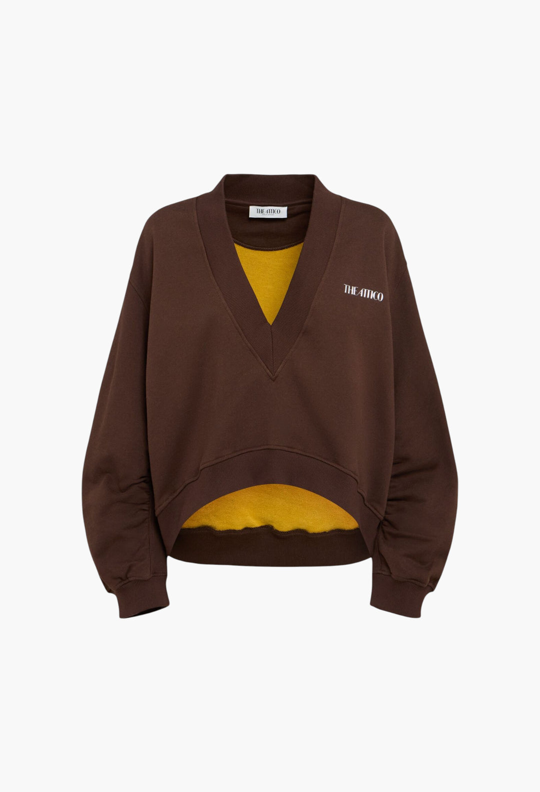 Double Cotton Jersey V-Neck Sweatshirt - GLAM MODA