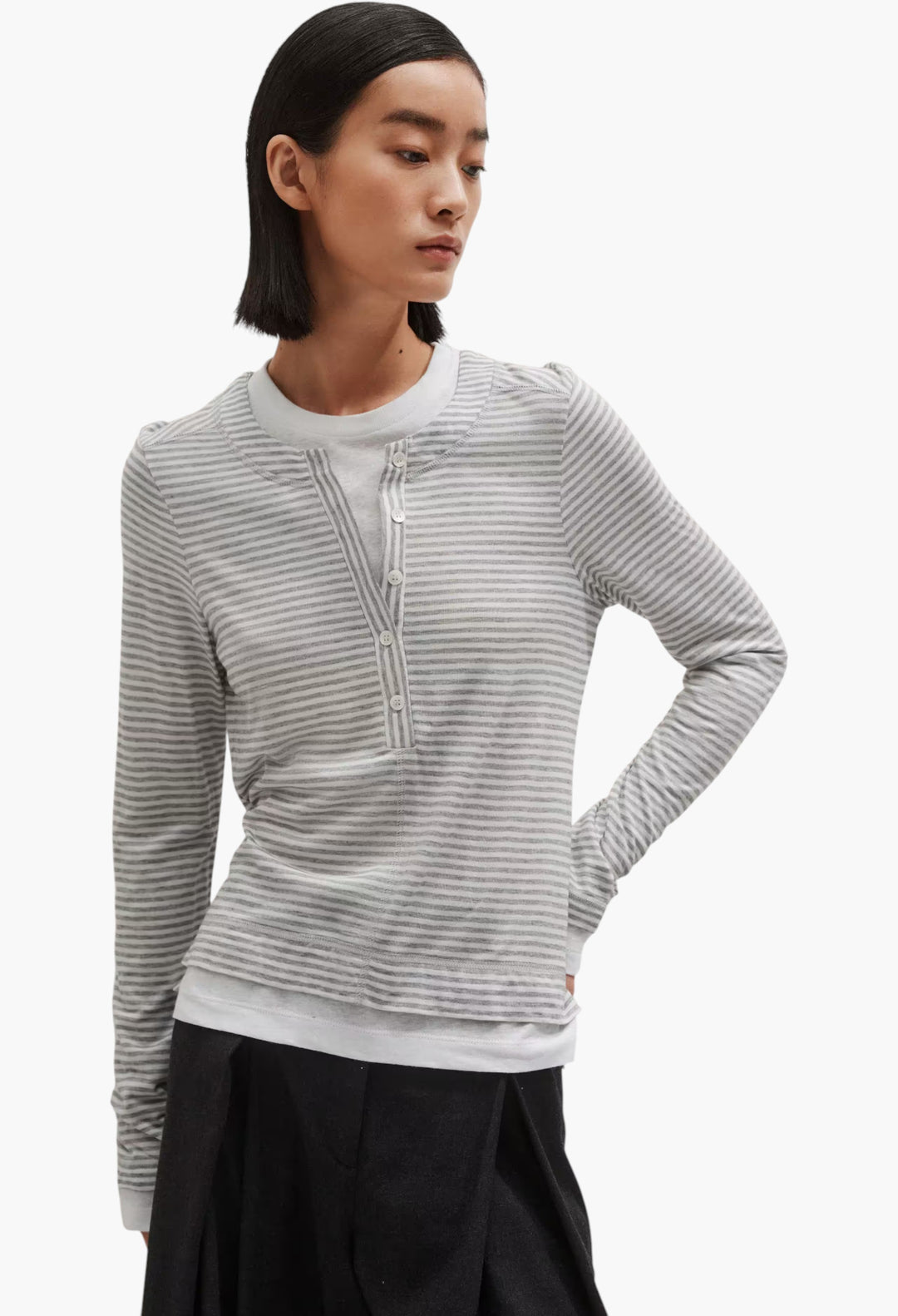 Double Layer Top - Wool-Blend Jersey - GLAM MODA