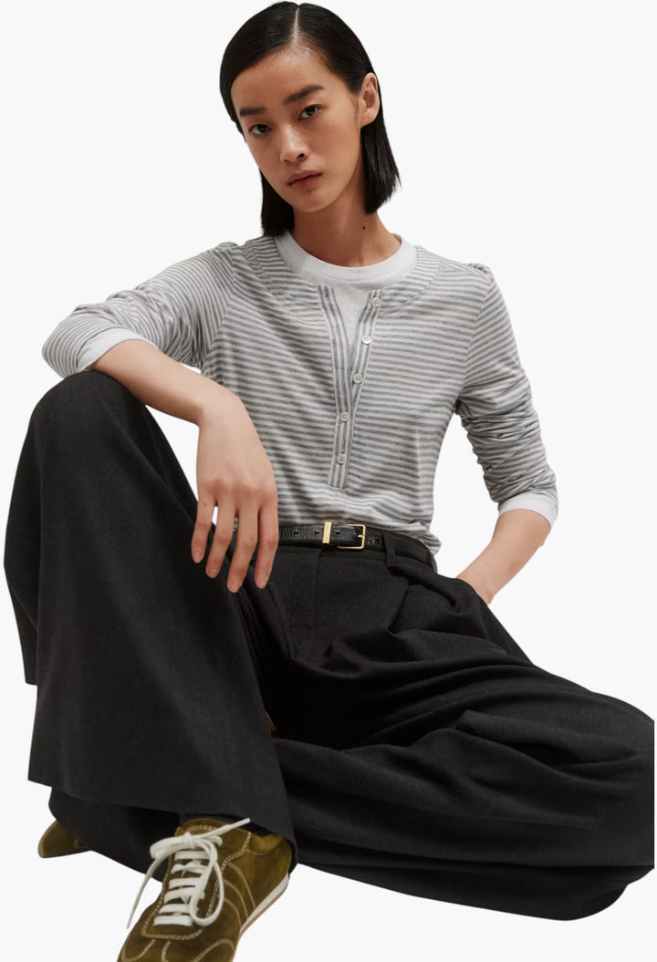 Double Layer Top - Wool-Blend Jersey - GLAM MODA