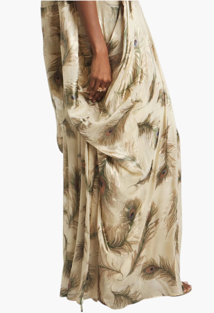 Ascent Burnout printed silk halterneck gown