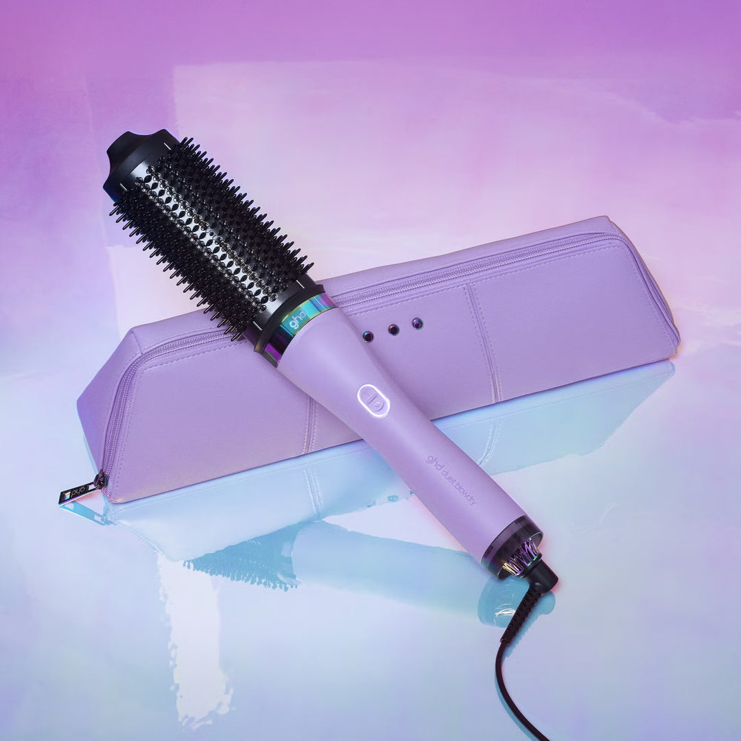 Duet Blowdry Limited Edition Hair Dryer Brush in Galactic Lilac with Matching Heat-Resistant Bag & Mat - GLAM MODA