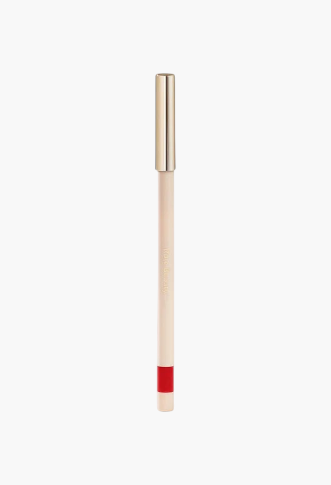 GLAM MODA Kind Words matte lip liner in a vibrant red shade with a sleek beige casing and gold cap.