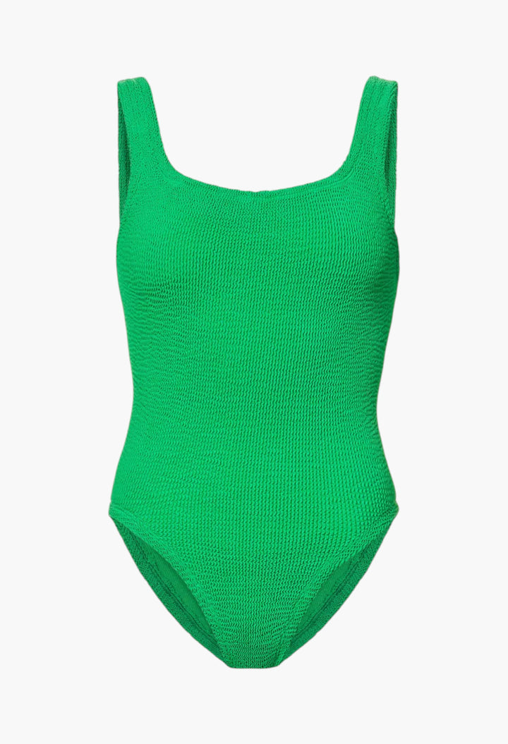 Square-Neck Seersucker Swimsuit - GLAM MODA