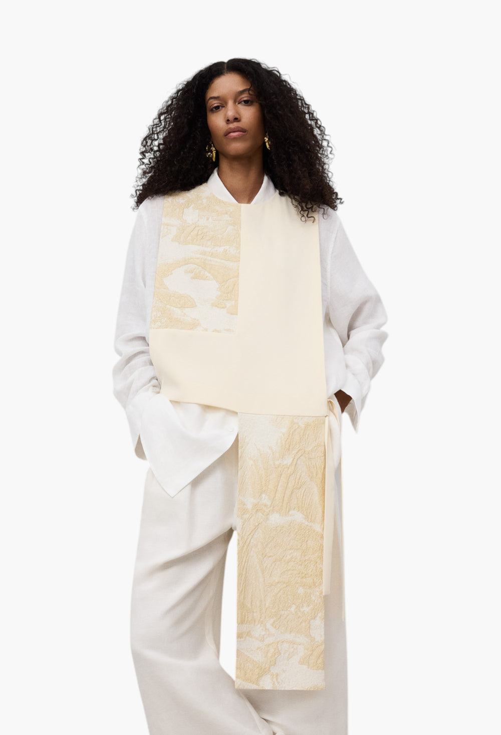 Ecru - Asymmetrical Combined Vest Woman - GLAM MODA