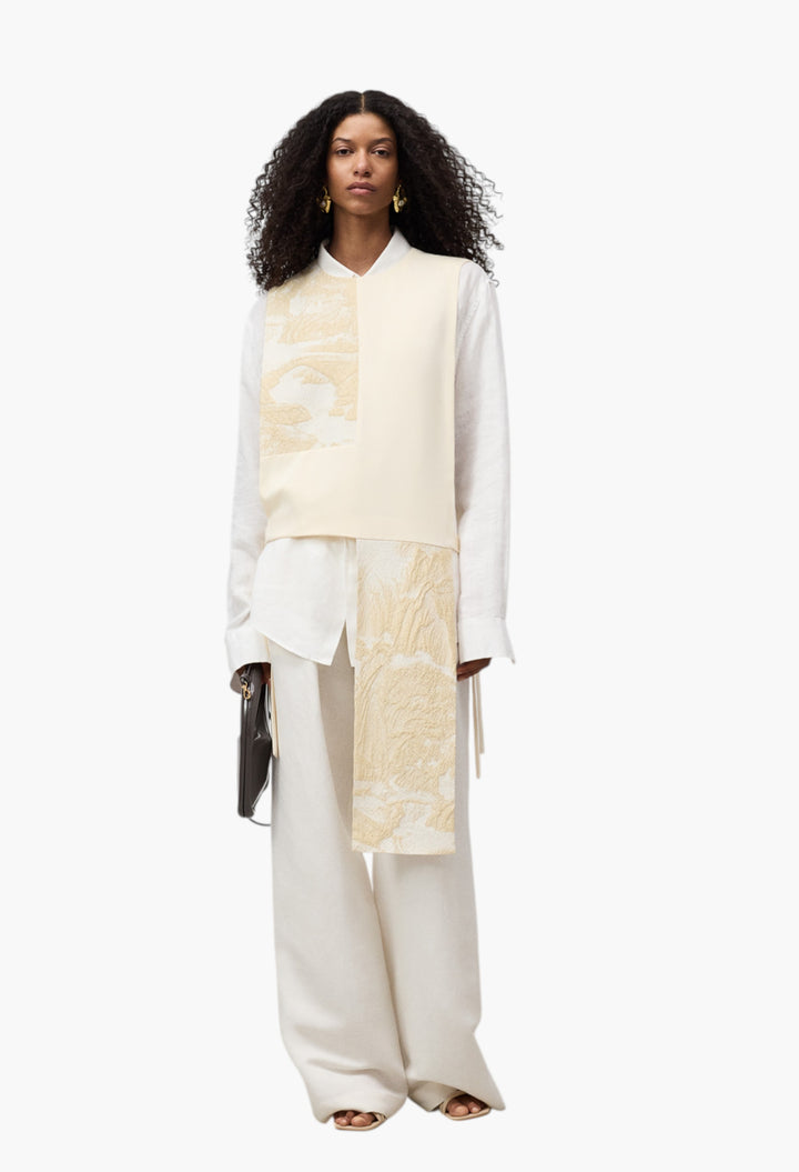 Ecru - Asymmetrical Combined Vest Woman - GLAM MODA