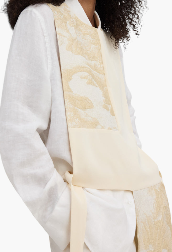 Ecru - Asymmetrical Combined Vest Woman - GLAM MODA