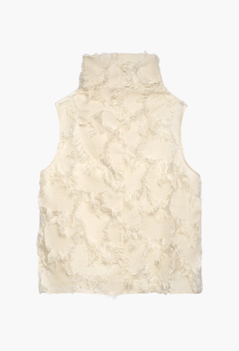 Ecru - Semi-Sheer Top With Fringe Details Woman - GLAM MODA