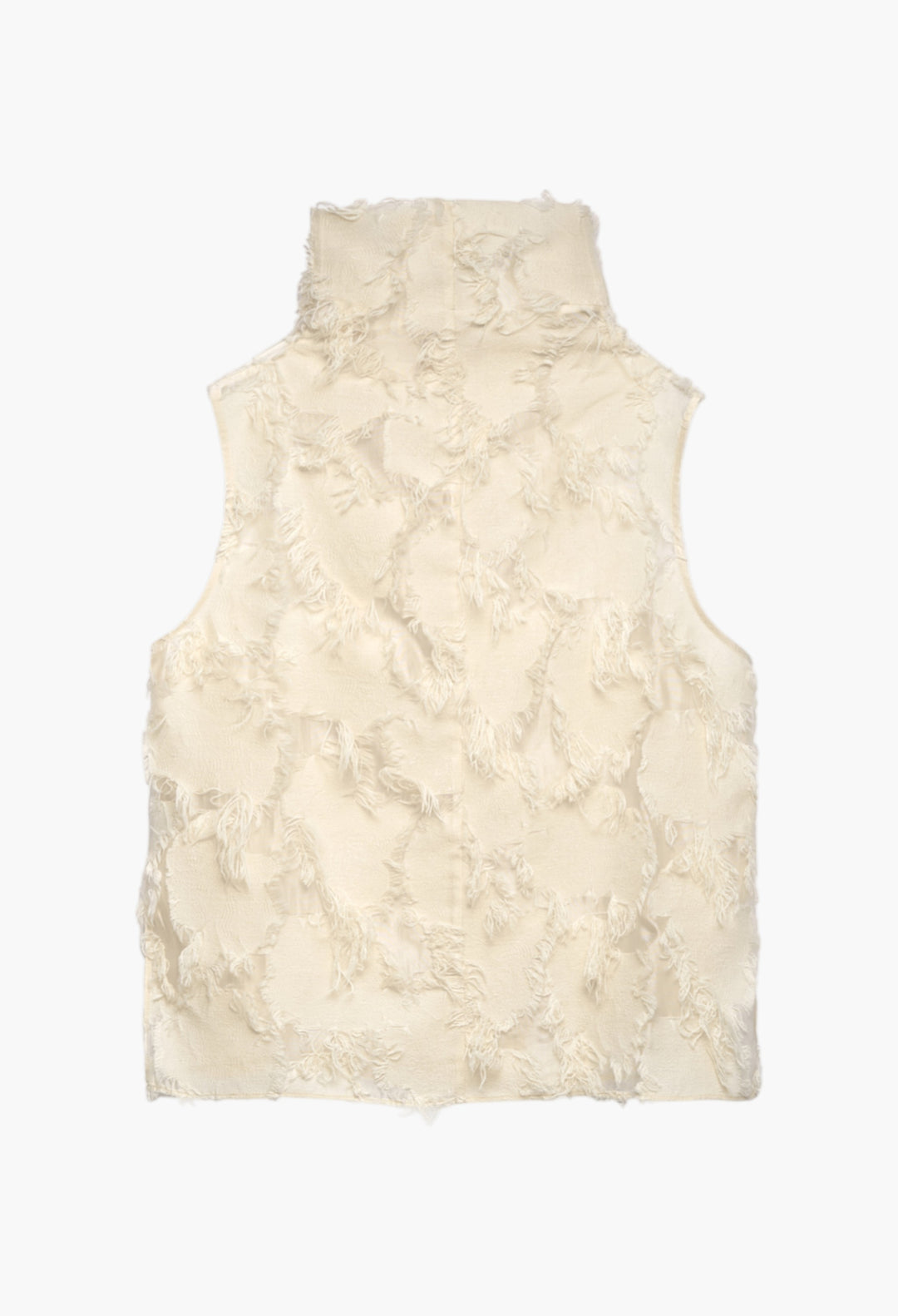 Ecru - Semi-Sheer Top With Fringe Details Woman - GLAM MODA