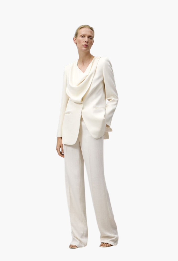 Ecru - Straight Trousers Woman - GLAM MODA