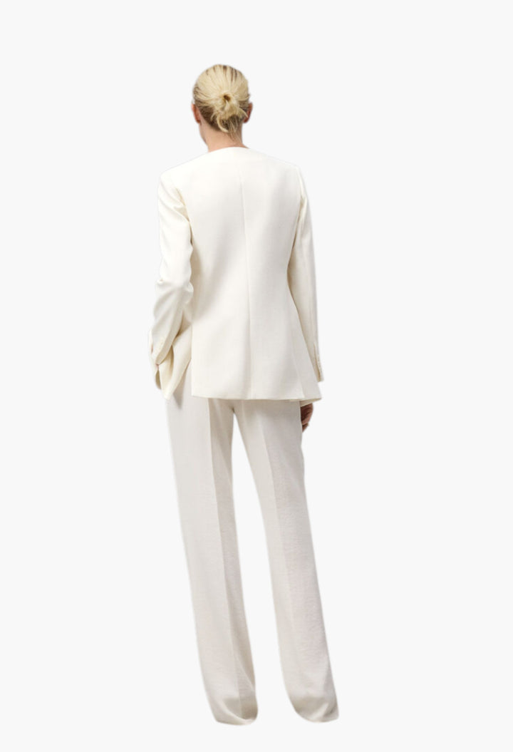 Ecru - Straight Trousers Woman - GLAM MODA