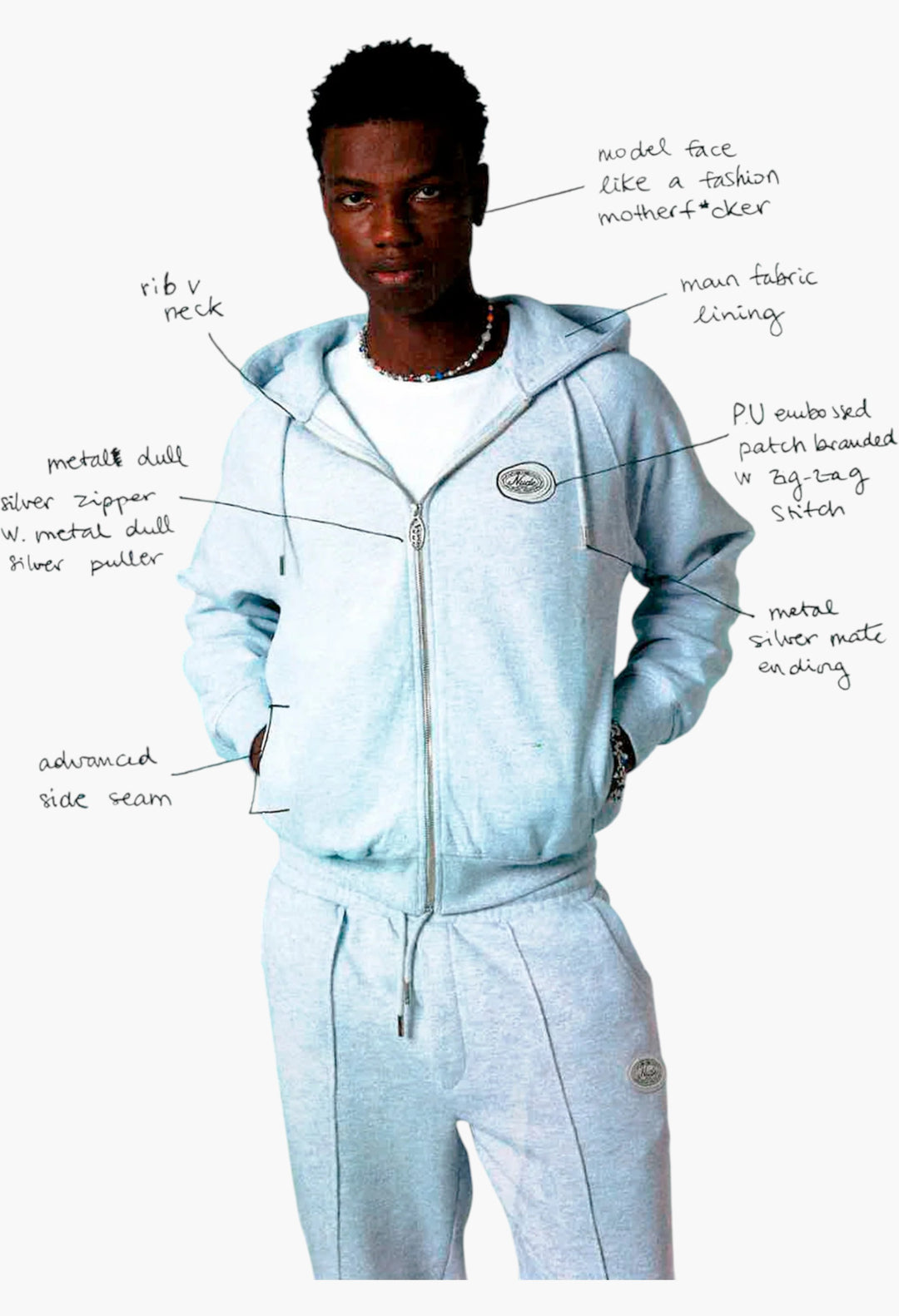 Essentials Zip-Up Hoodie Grey Melange - GLAM MODA