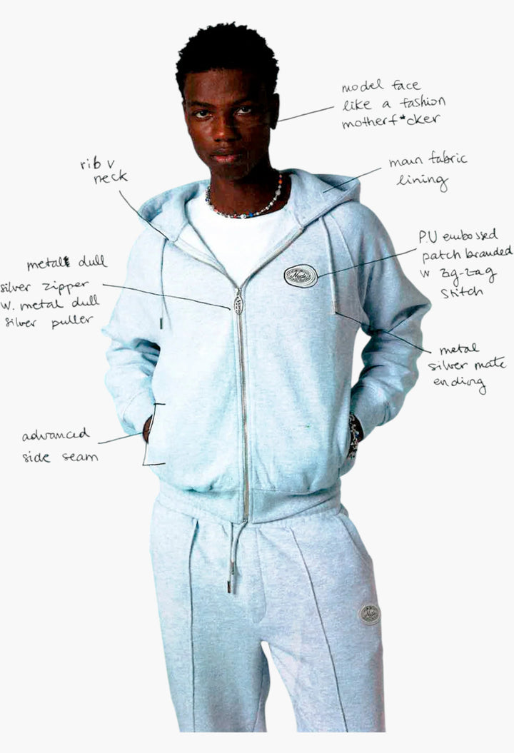 Essentials Zip-Up Hoodie Grey Melange - GLAM MODA