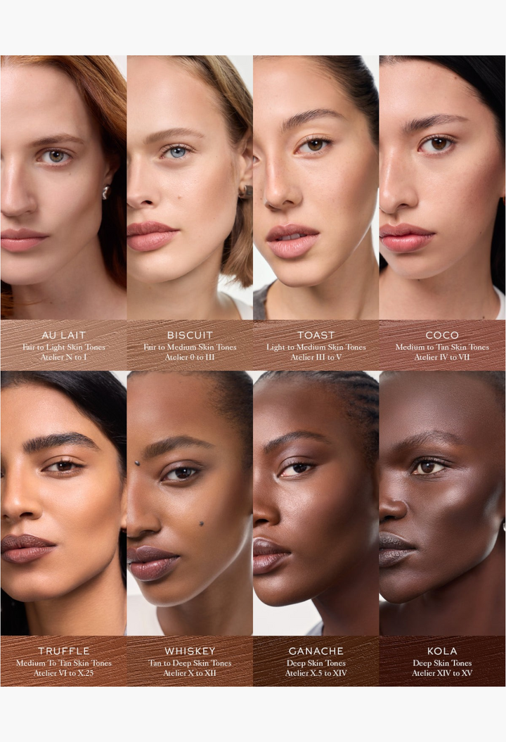 GLAM MODA Face Trace Contour Stick swatches on diverse skin tones showing natural shadow definition and finish
