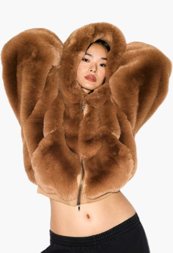 Faux Fur - Zip Up Jacket - GLAM MODA