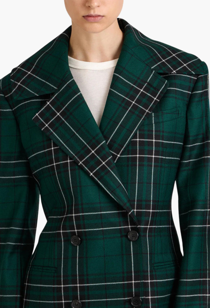 Fitted Waist Tailored Jacket In Forest Green - GLAM MODA