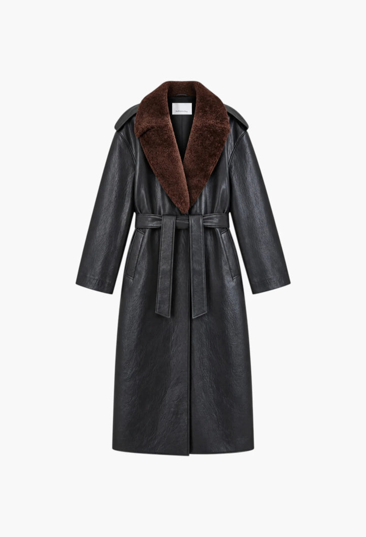 Edra Removable Collar Trench Coat - Black