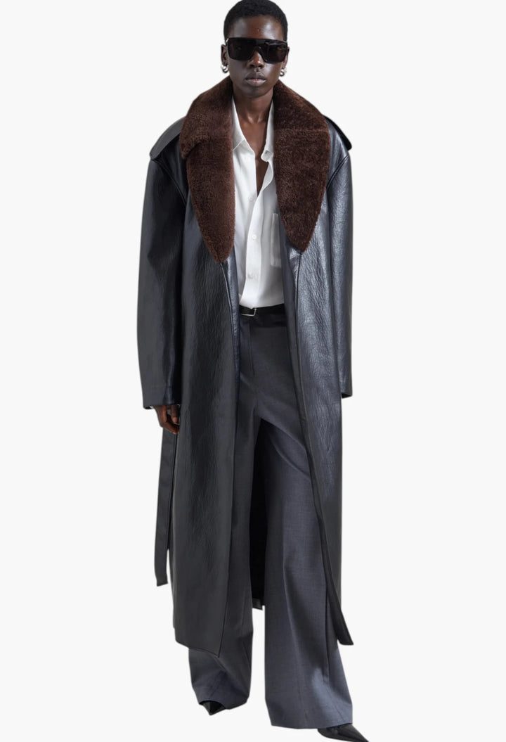 Edra Removable Collar Trench Coat - Black