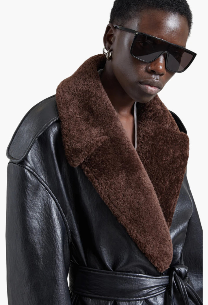 Edra Removable Collar Trench Coat - Black