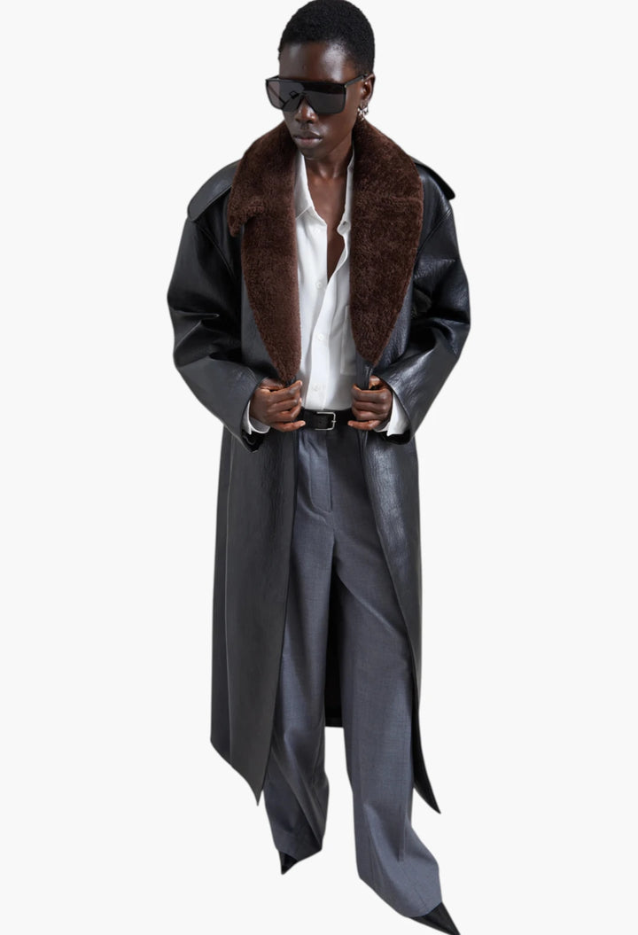 Edra Removable Collar Trench Coat - Black