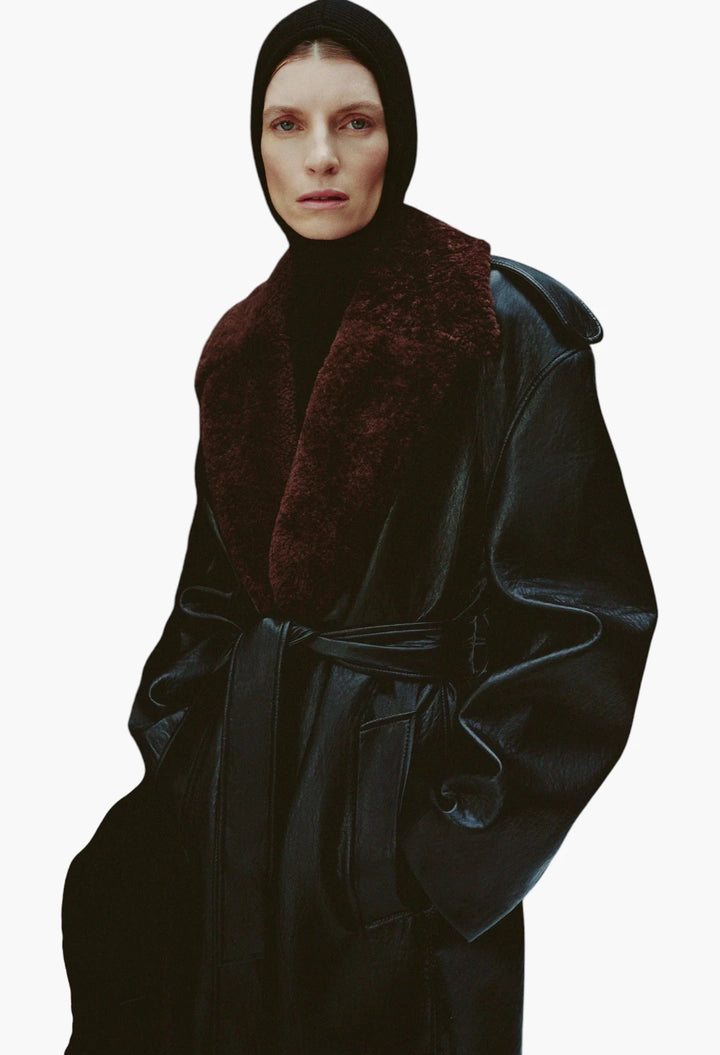 Edra Removable Collar Trench Coat - Black