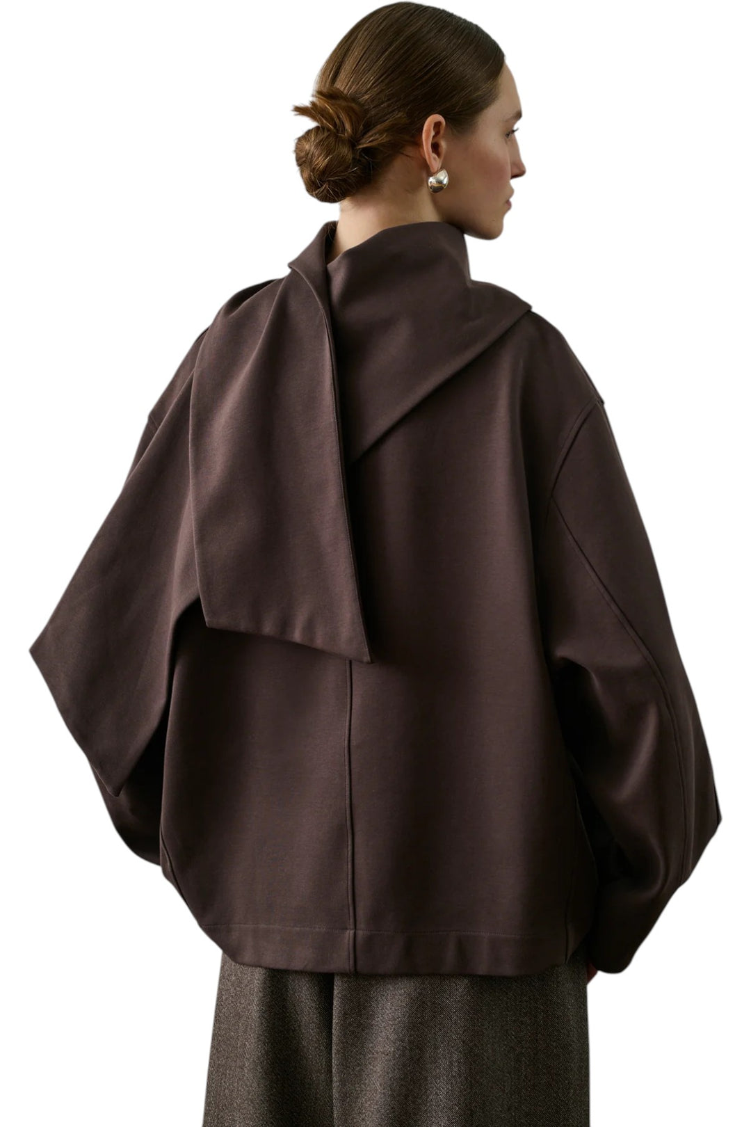 Freja Sweatshirt  - Cotton Sweatshirt With Scarf - GLAM MODA