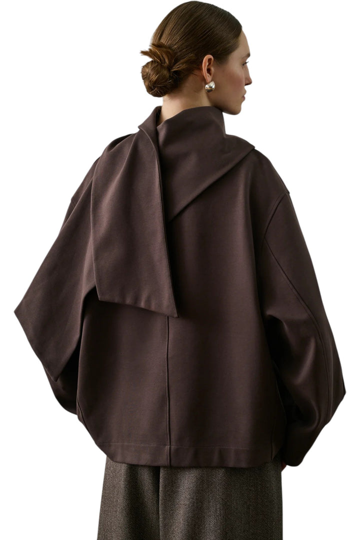 Freja Sweatshirt  - Cotton Sweatshirt With Scarf - GLAM MODA