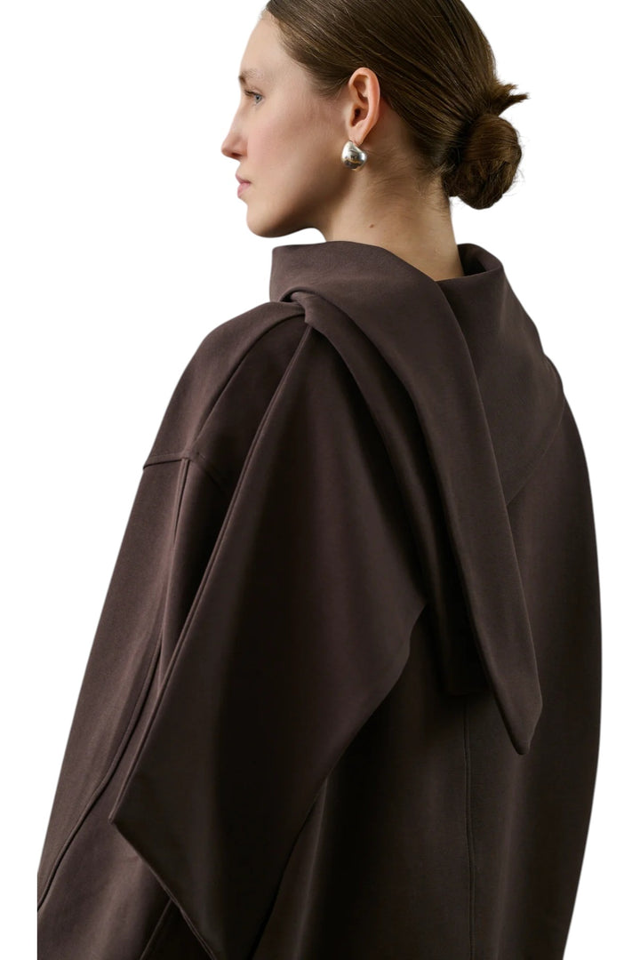 Freja Sweatshirt  - Cotton Sweatshirt With Scarf - GLAM MODA