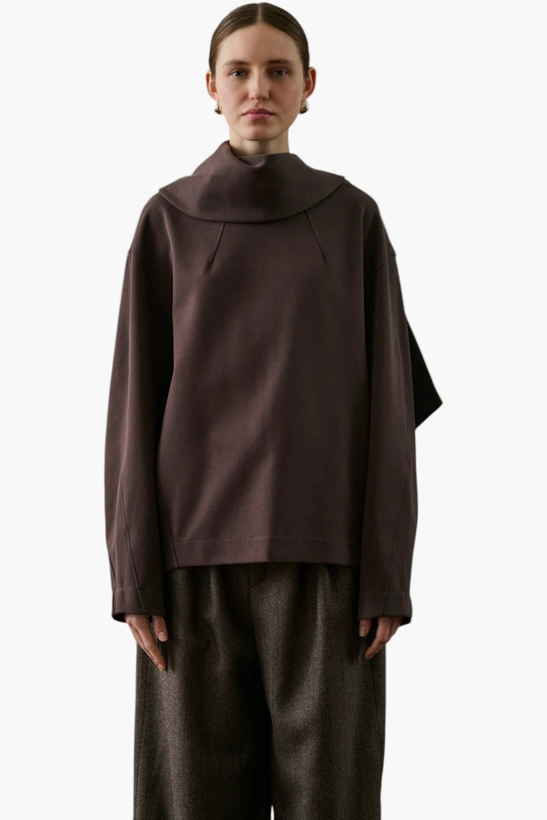 Freja Sweatshirt  - Cotton Sweatshirt With Scarf - GLAM MODA