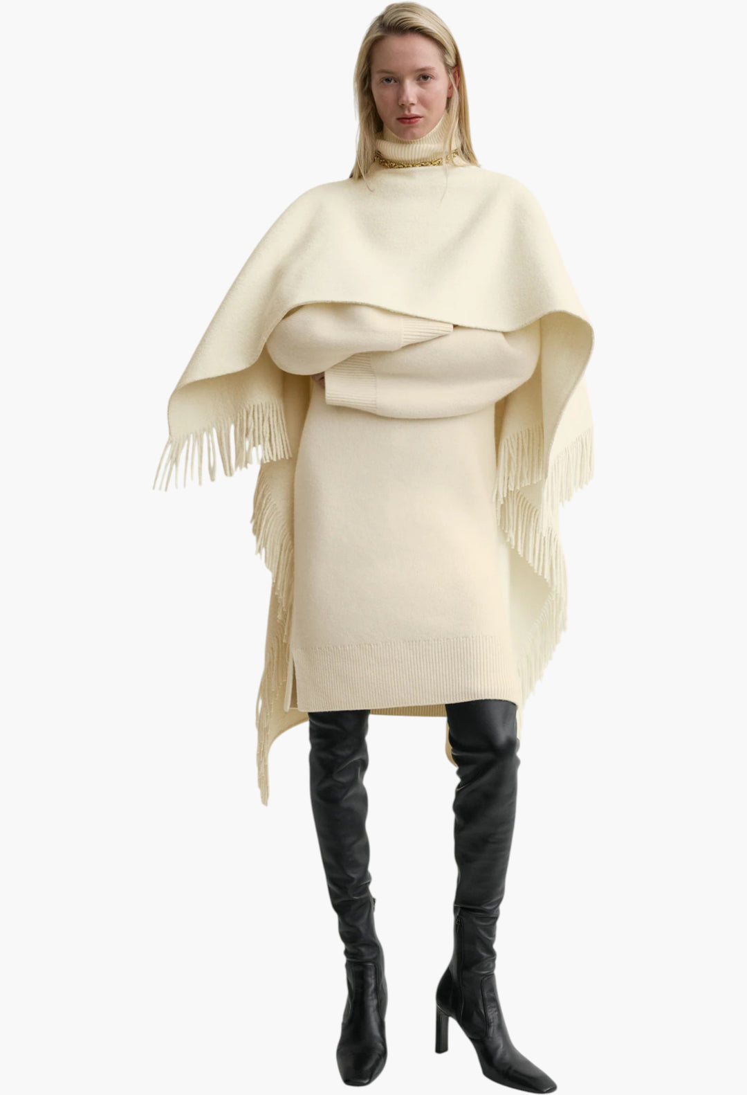 Fringed Poncho - GLAM MODA