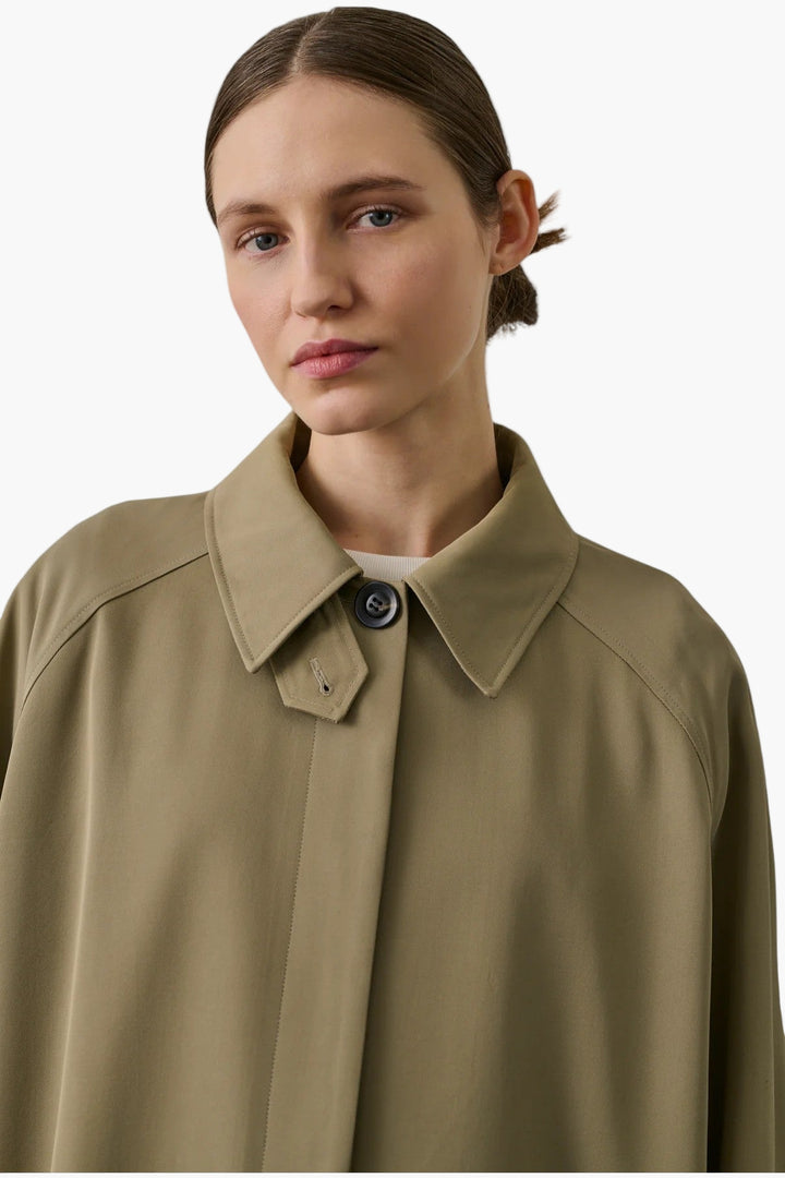 Fritz Trench  Sage Soft Viscose Twill Trench - GLAM MODA