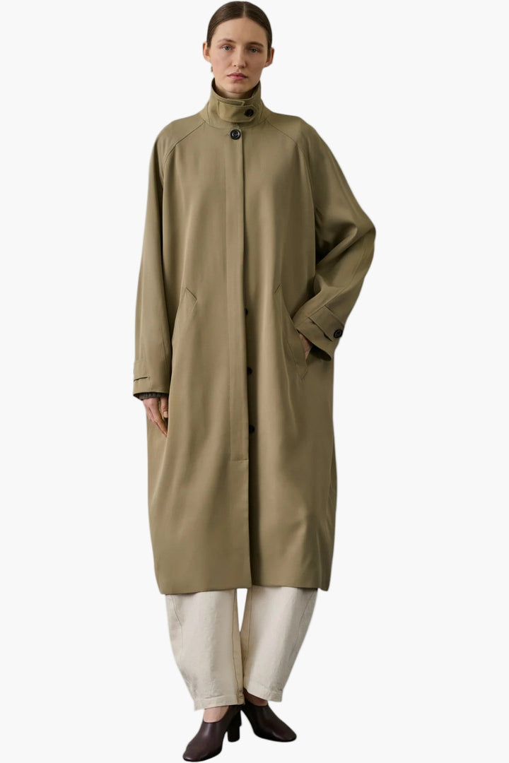Fritz Trench  Sage Soft Viscose Twill Trench - GLAM MODA