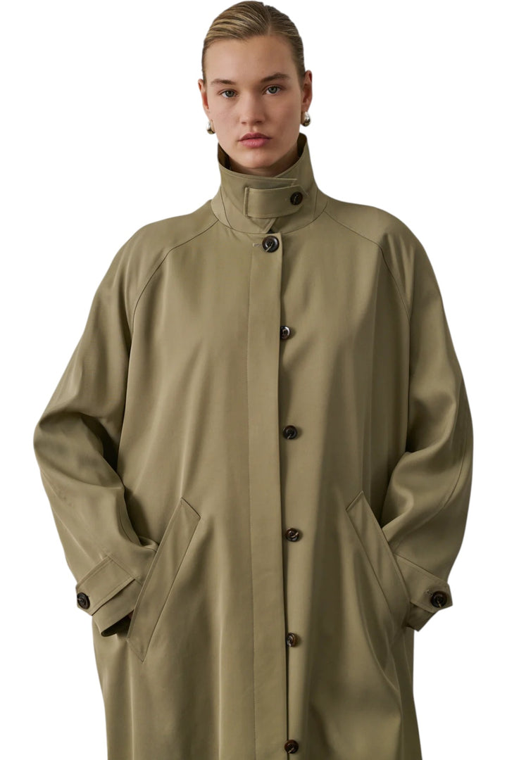Fritz Trench  Sage Soft Viscose Twill Trench - GLAM MODA