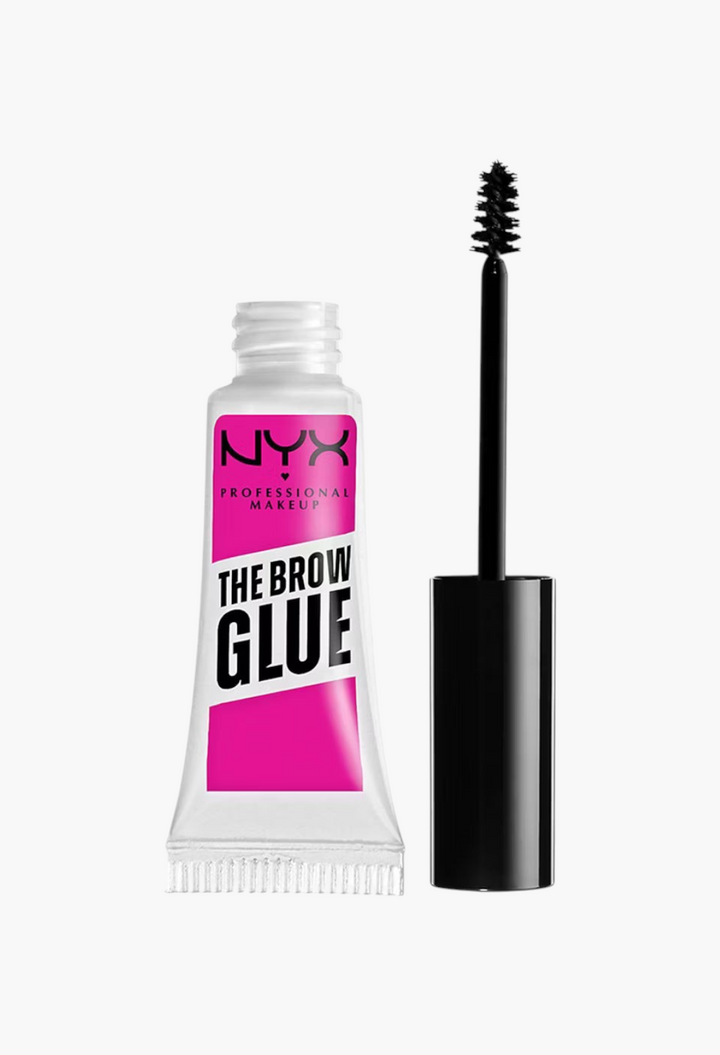GLAM MODA NYX Professional Makeup Brow Glue clear eyebrow gel in a squeeze tube with a black mascara-style wand.