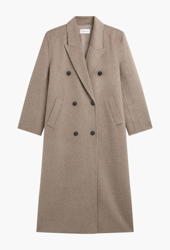 Gaia Double Breasted Coat - Taupe Melange - GLAM MODA
