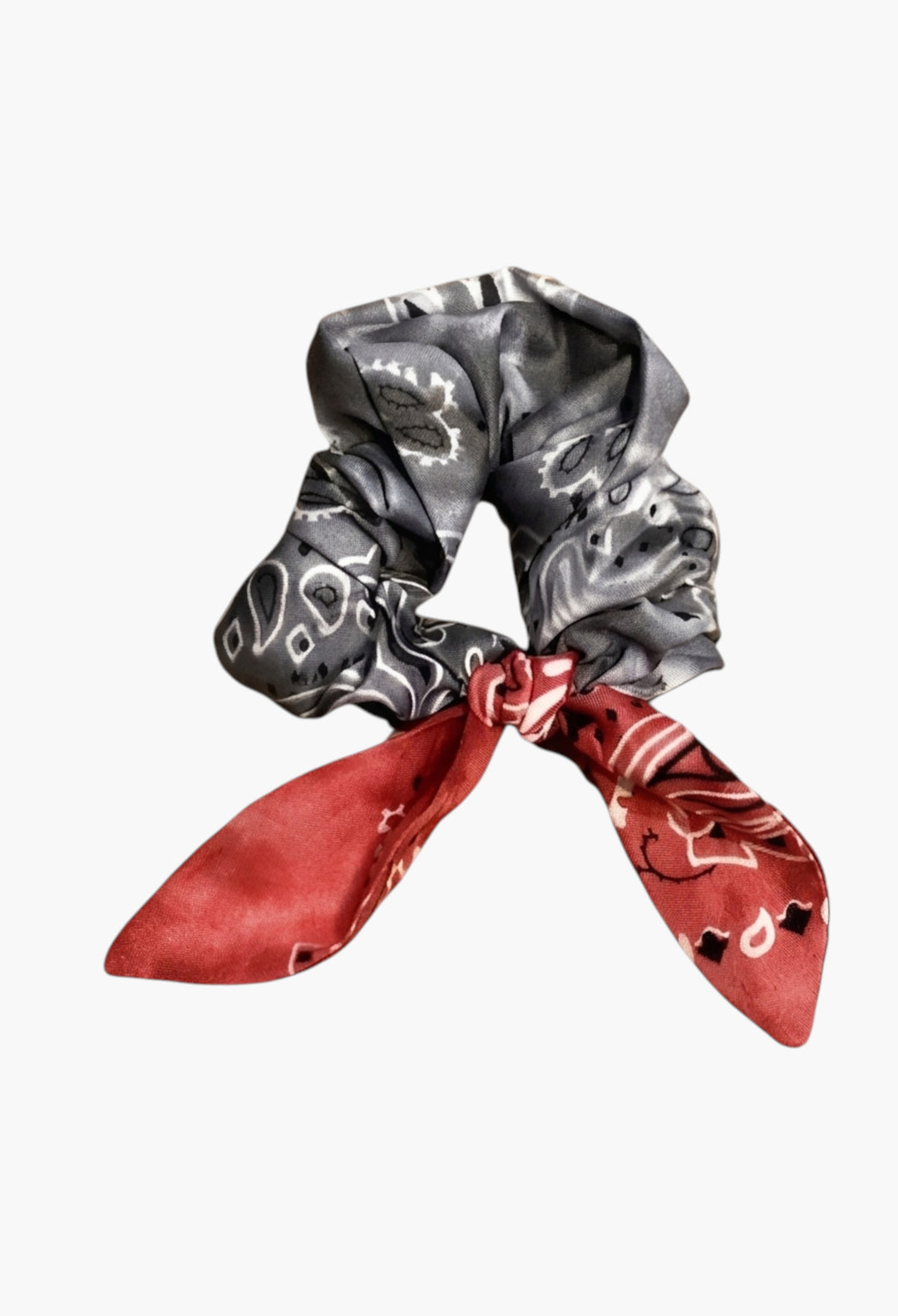 Grey x Red - Bandana Scrunchie - GLAM MODA