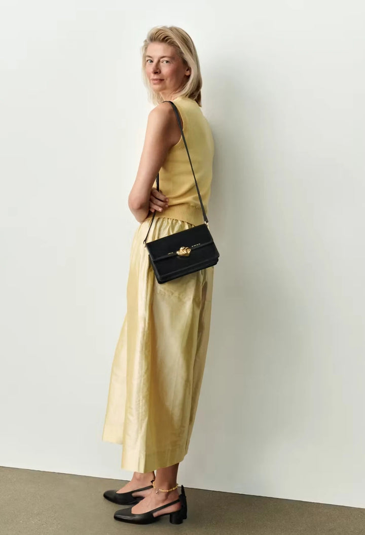 Medium Shoulder Bag with Kogut Seal black eel