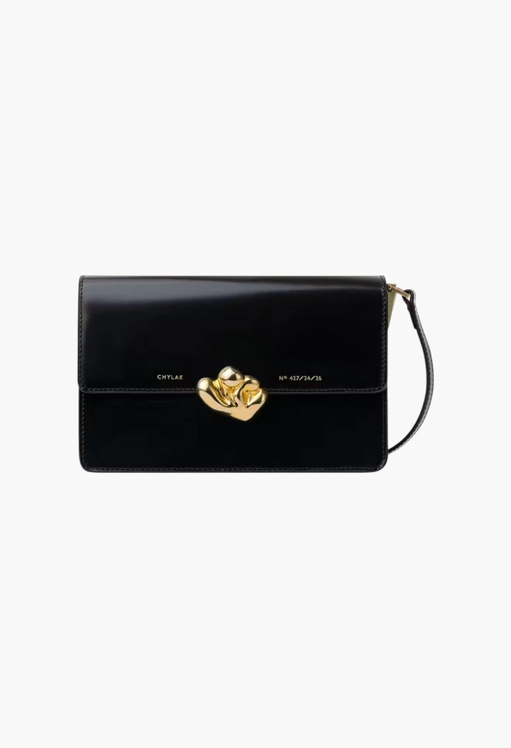 Medium Shoulder Bag with Kogut Seal black eel