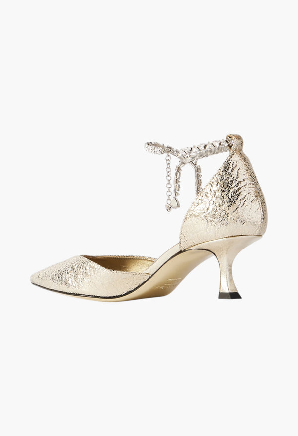 Gold - Stevie 50 Crystal-Embellished Metallic Crinkled-Leather Pumps