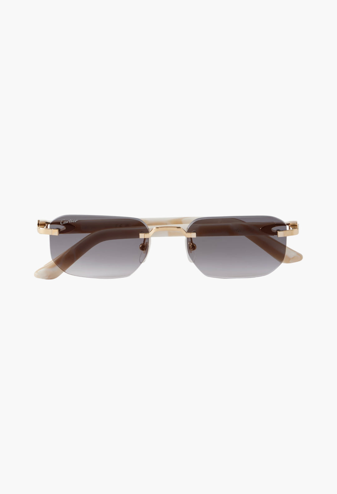 Signature C Rimless Rectangular-Frame Silver-Tone And Acetate Sunglasses - GLAM MODA