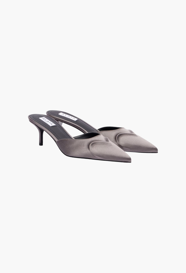 Gray - Le Cœur 3D 55 Satin Mules - GLAM MODA