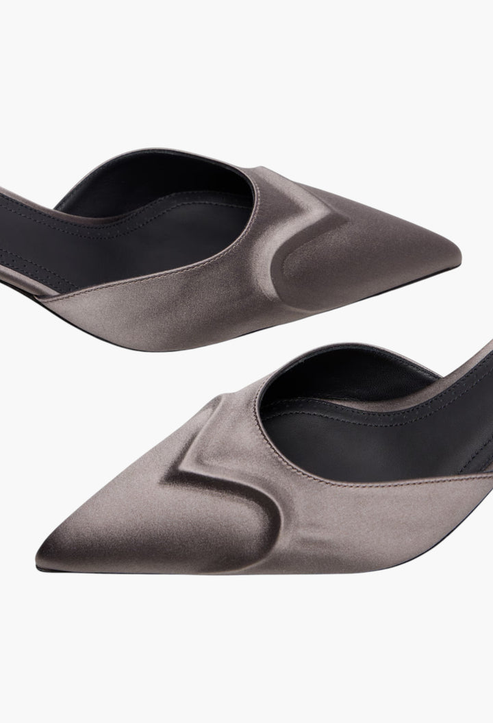 Gray - Le Cœur 3D 55 Satin Mules - GLAM MODA